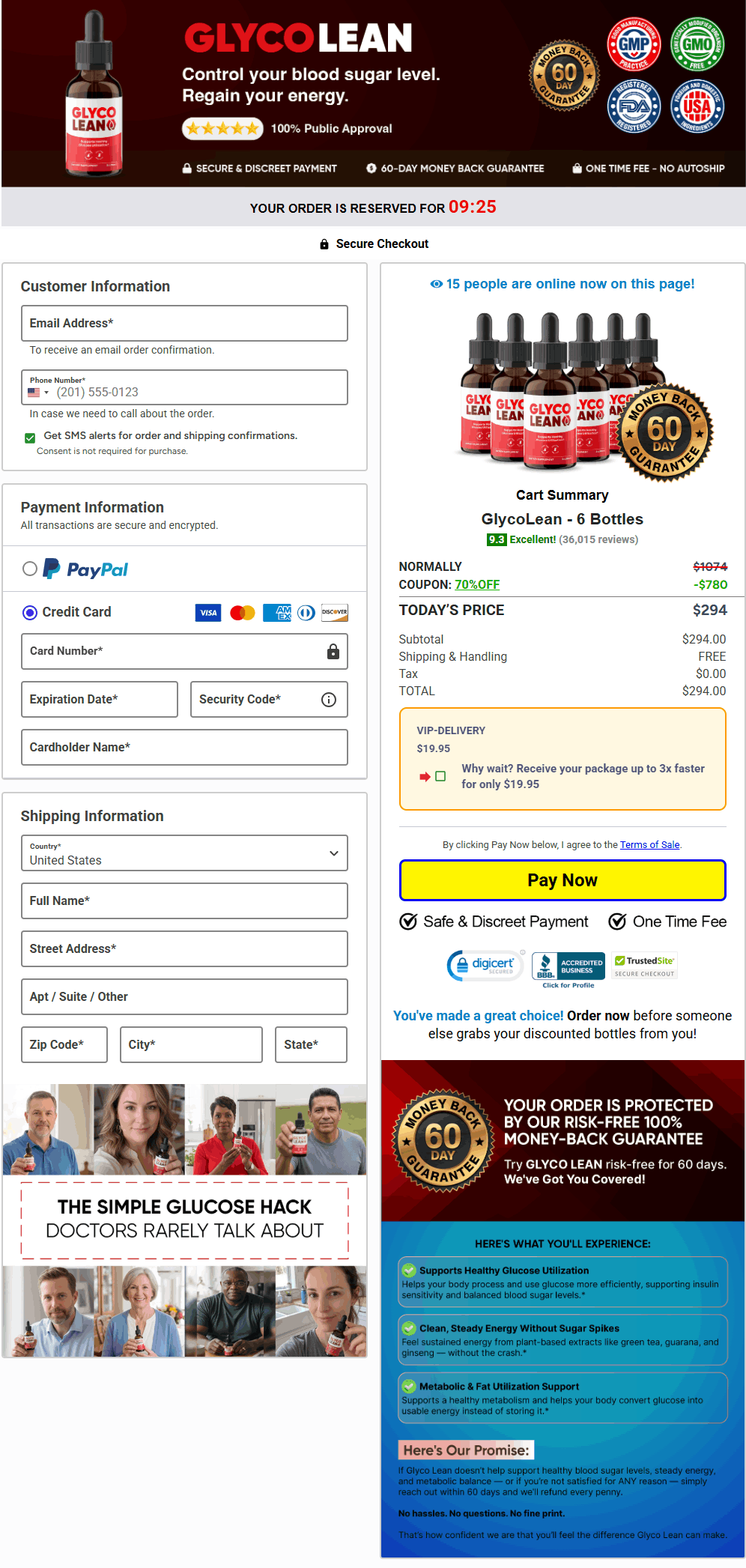 Glyco Lean Checkout Page